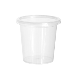A clear plastic cylinder shape food container