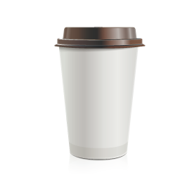A to-go coffee cup with a lid