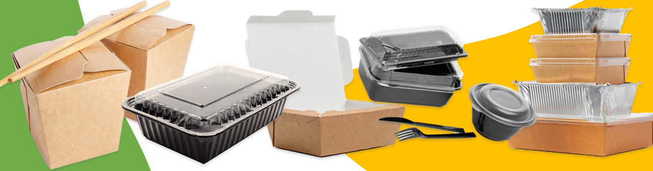 A various types of disposable food packaging options for keeping food fresh and safe