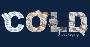Letter COLD typed in with various cold packaging images as background