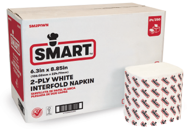 A box of SMART brand interfold napkins