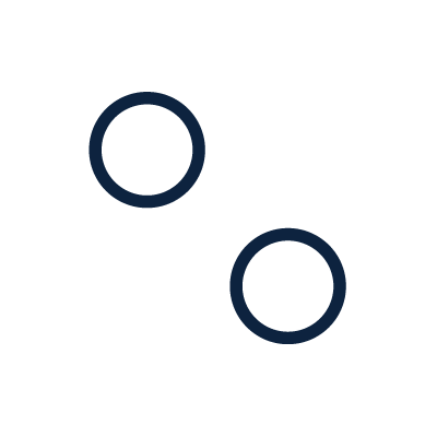 Icon for organize, two squares and circles within rounded square